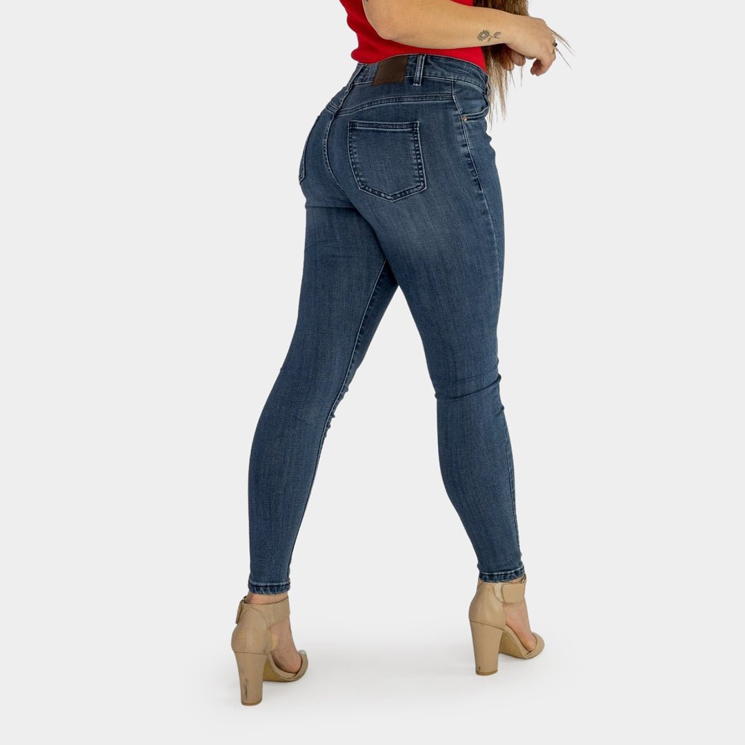 Mid rise womens stretch jeans