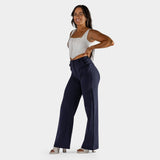 Navy Stretch Waist Wide Leg Work Pants