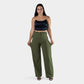 Stretch Olive Wide Leg Pants Curve Fit