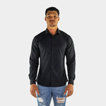 Mens Black Button Down Athletic Fit Shirt