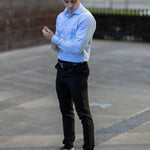 Performance Bamboo Dress Shirt - Light Blue Gingham - Kojo Fit