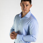 Performance Bamboo Dress Shirt - Light Blue Gingham - Kojo Fit