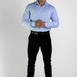 Performance Bamboo Dress Shirt - Light Blue Gingham - Kojo Fit