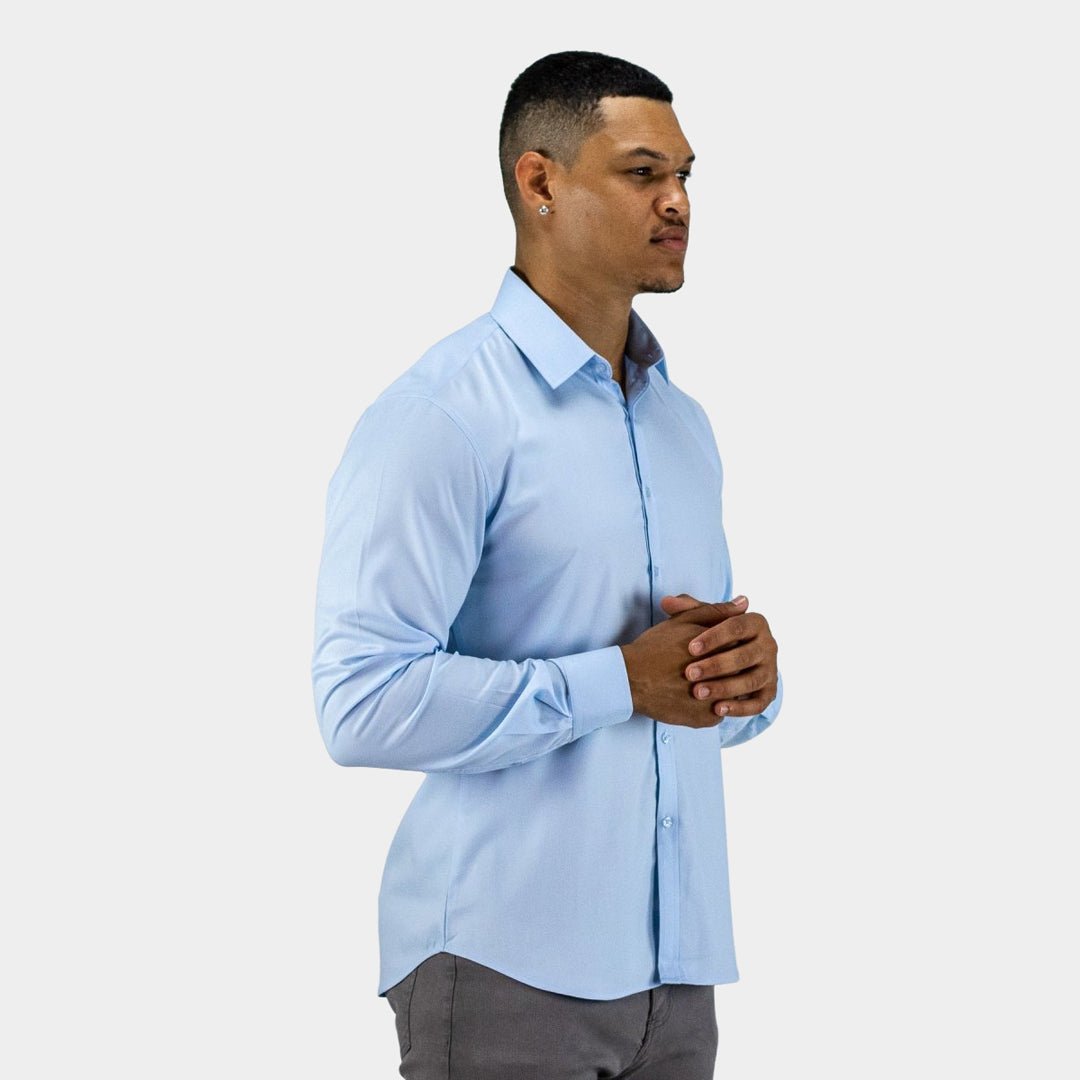 Mens Sky Blue Muscle Fit Bamboo Dress Shirt