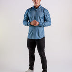 Return Sale - Bamboo Satin Stretch Shirt - Steel - Kojo Fit