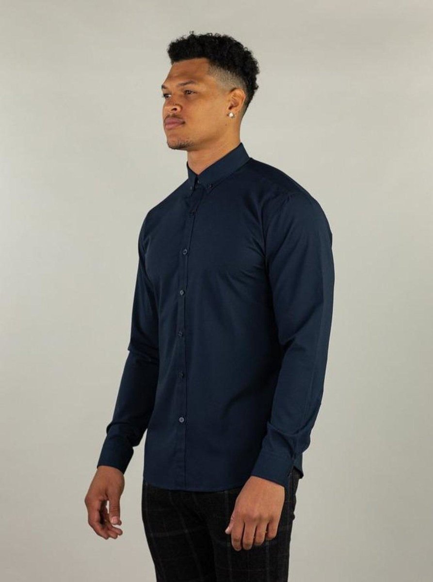 Navy muscle fit Long sleeve shirt | Kojo Fit