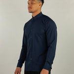 Navy muscle fit Long sleeve shirt | Kojo Fit