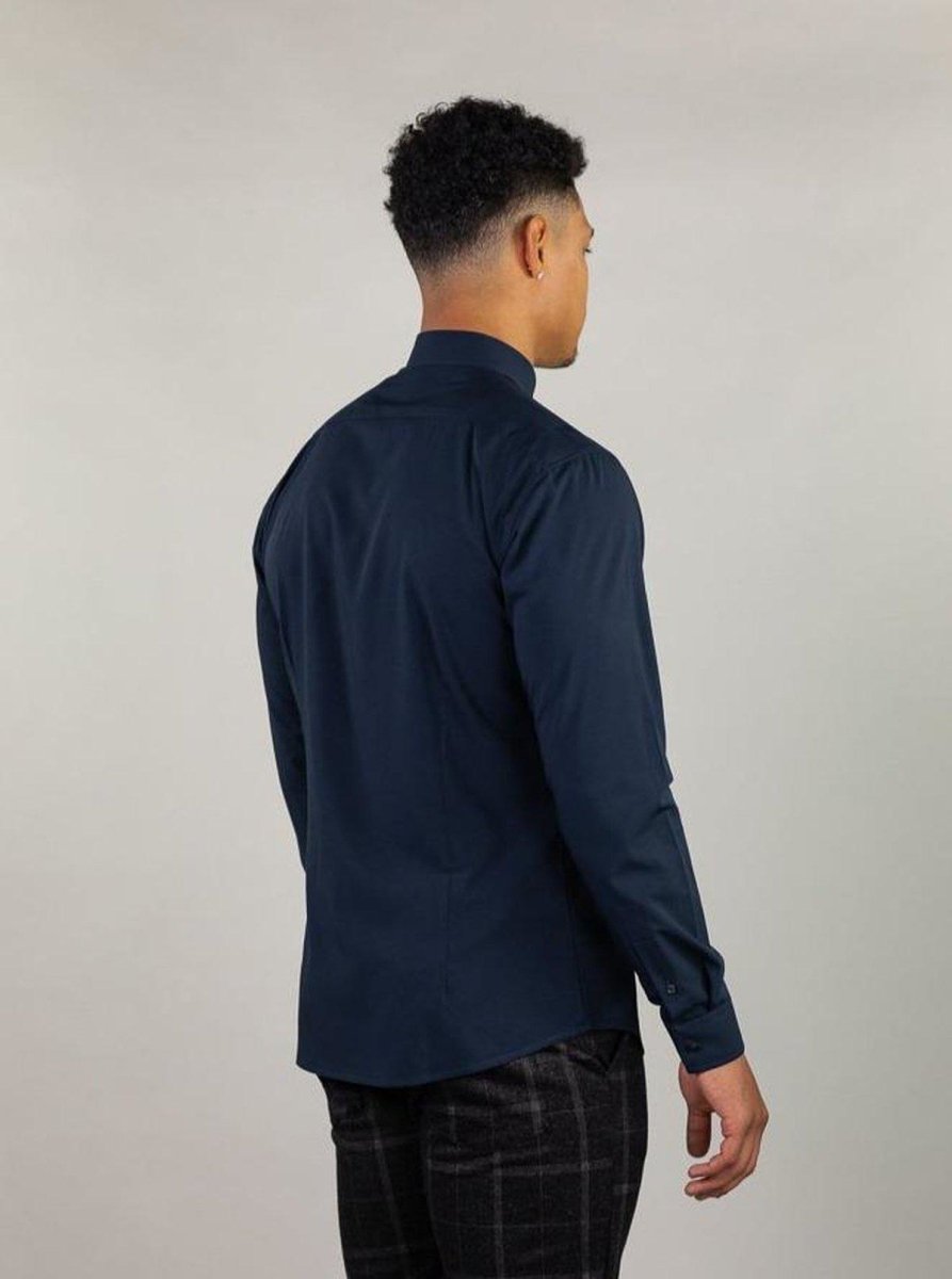 Navy Fitted Dress Shirt | Kojo Fit