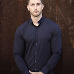 Navy Athletic Fit Dress Shirt | Kojo Fit