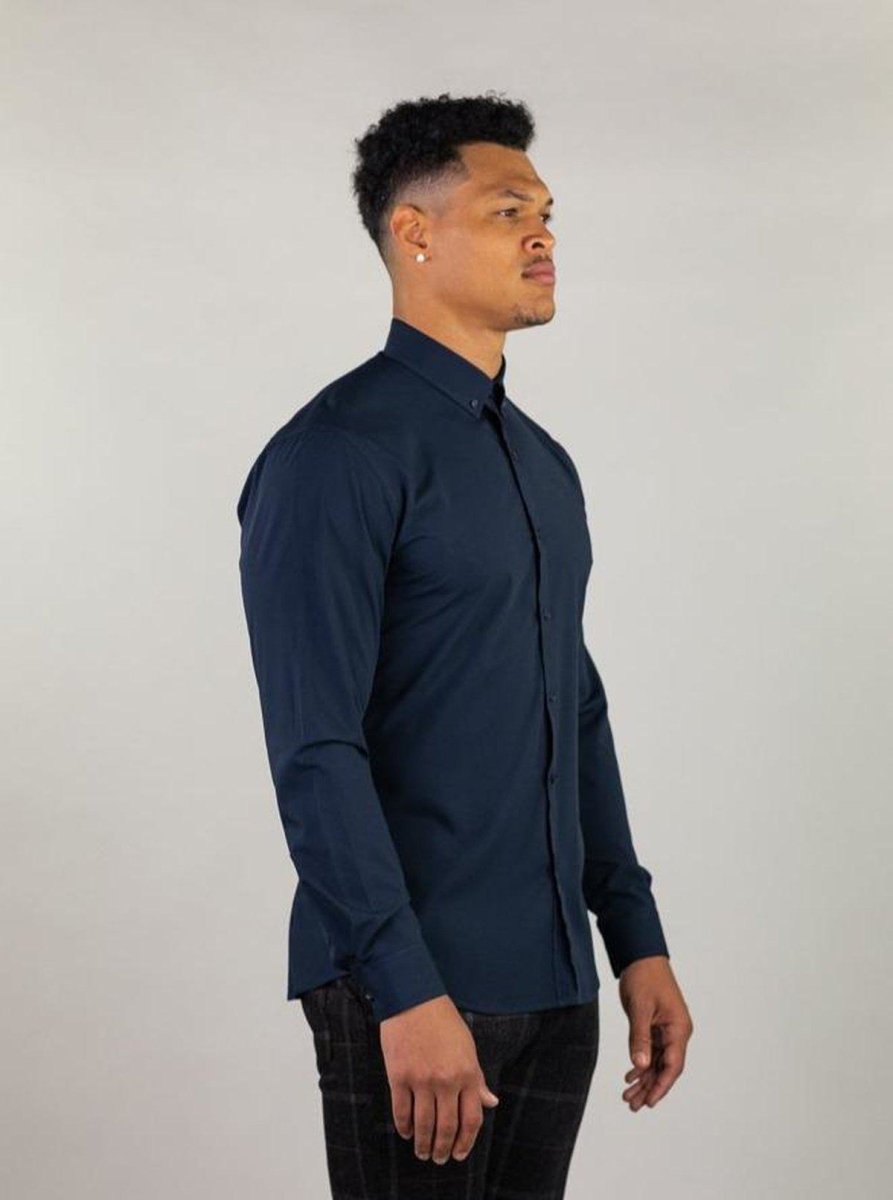 Navy Dress Shirt For Muscular Men | Kojo Fit