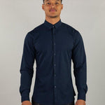 Navy Muscle Fit Dress Shirt | Kojo Fit