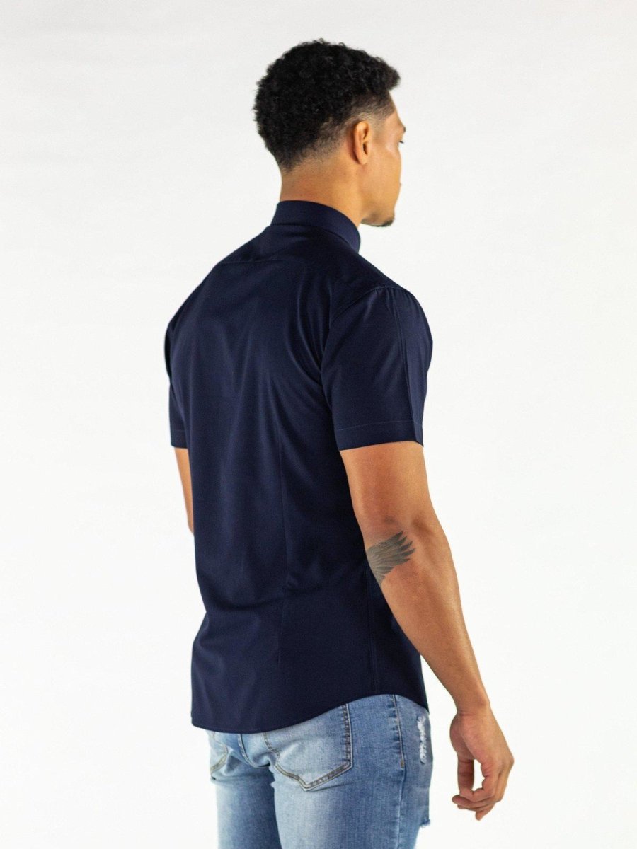 Return Sale - Performance Bamboo Short Sleeve Shirt - Navy - Kojo Fit