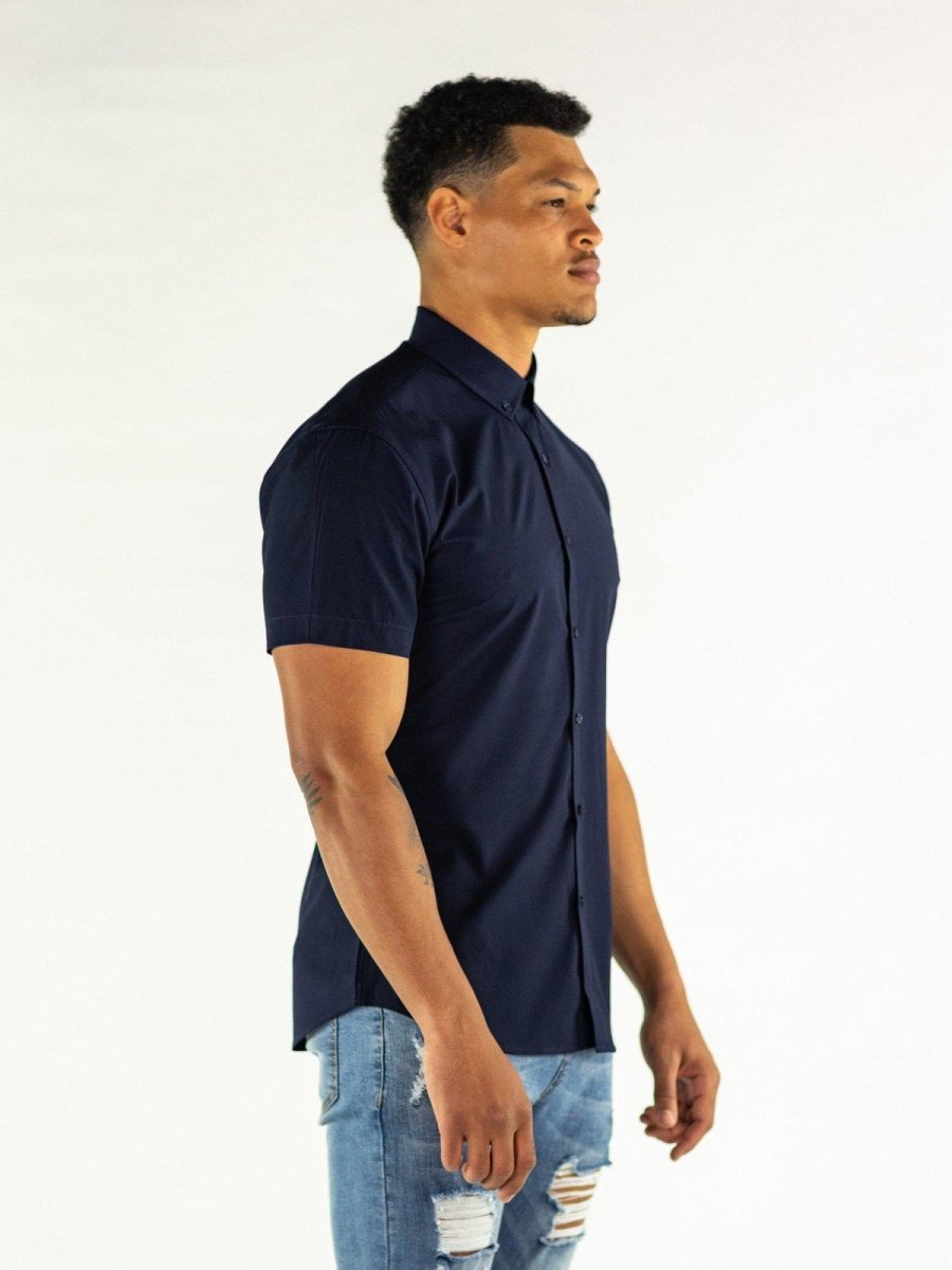 Return Sale - Performance Bamboo Short Sleeve Shirt - Navy - Kojo Fit