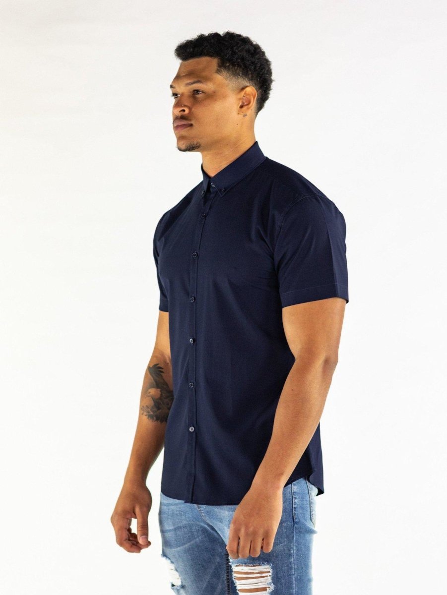 Return Sale - Performance Bamboo Short Sleeve Shirt - Navy - Kojo Fit