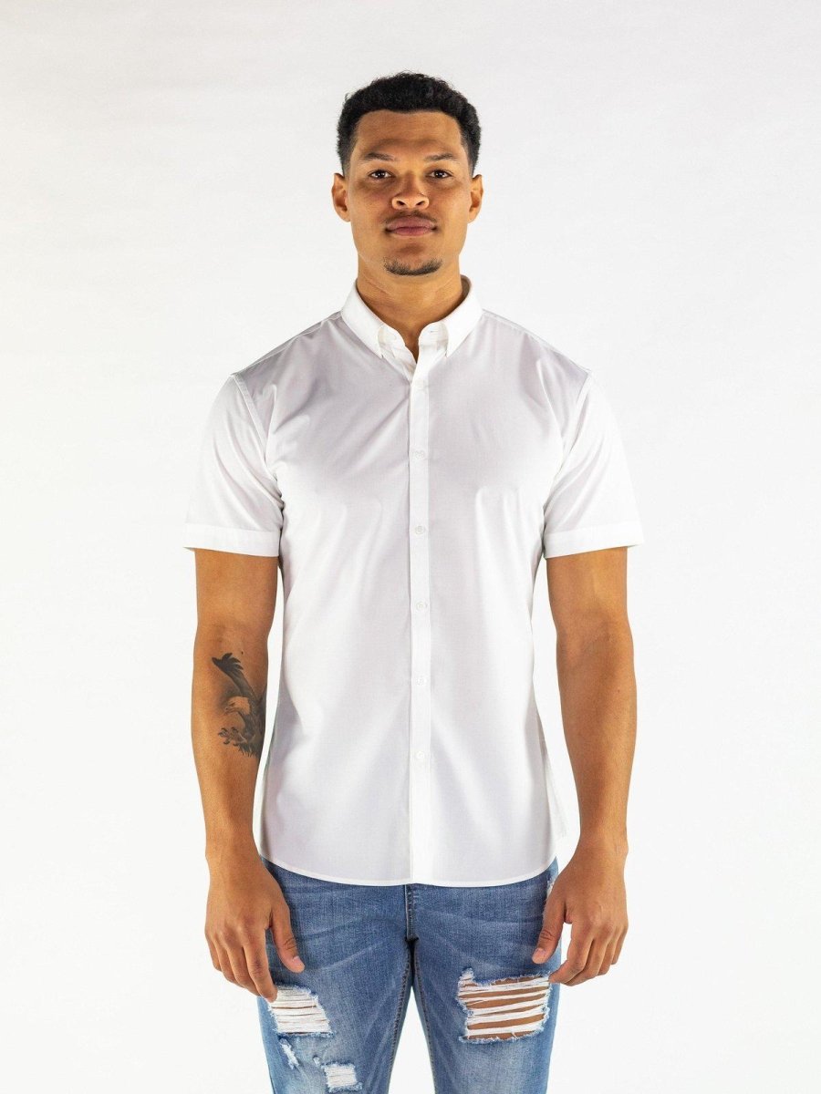 Return Sale - Performance Bamboo Short Sleeve Shirt - White - Kojo Fit