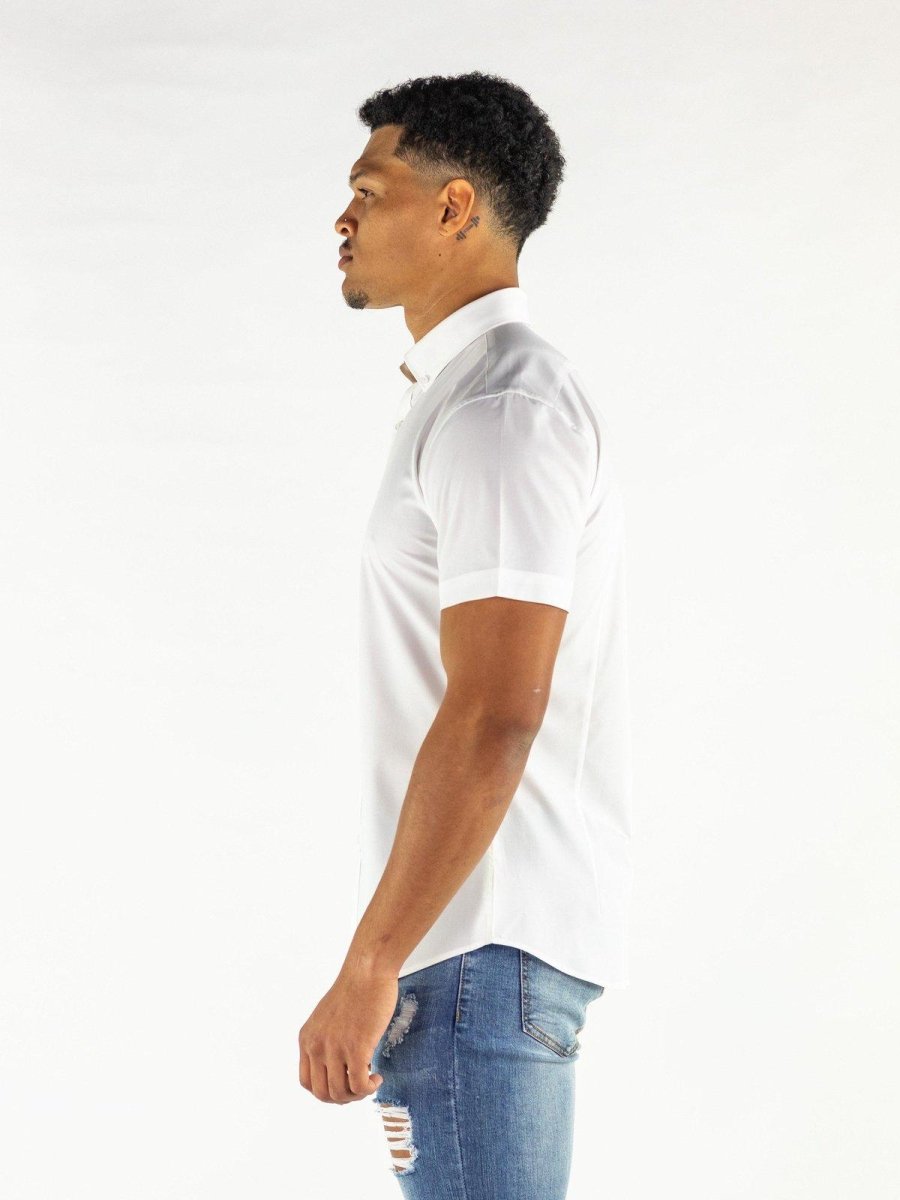 Return Sale - Performance Bamboo Short Sleeve Shirt - White - Kojo Fit