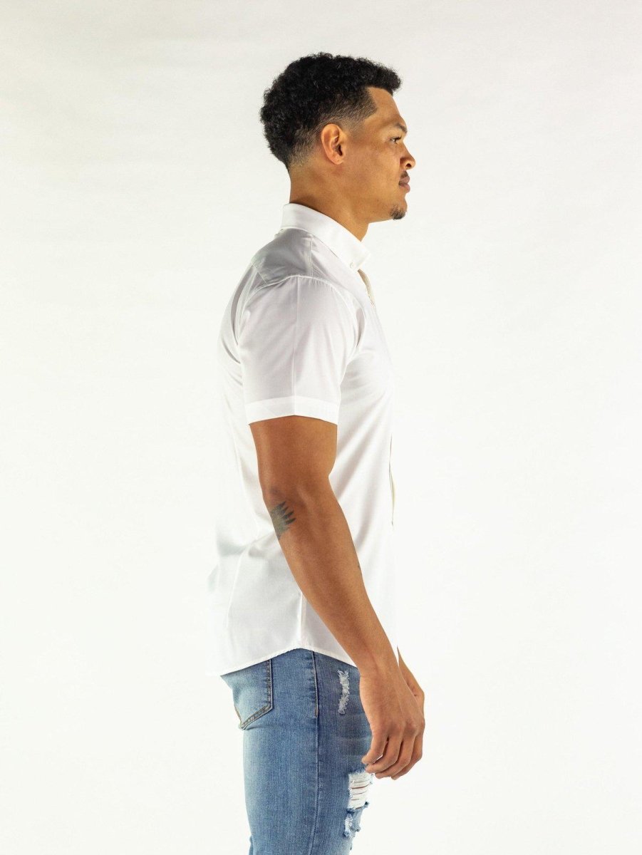 Return Sale - Performance Bamboo Short Sleeve Shirt - White - Kojo Fit