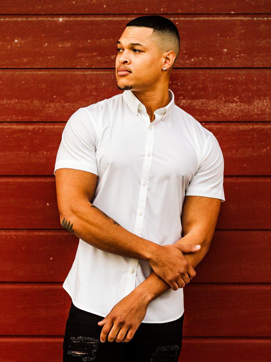 Return Sale - Performance Bamboo Short Sleeve Shirt - White - Kojo Fit