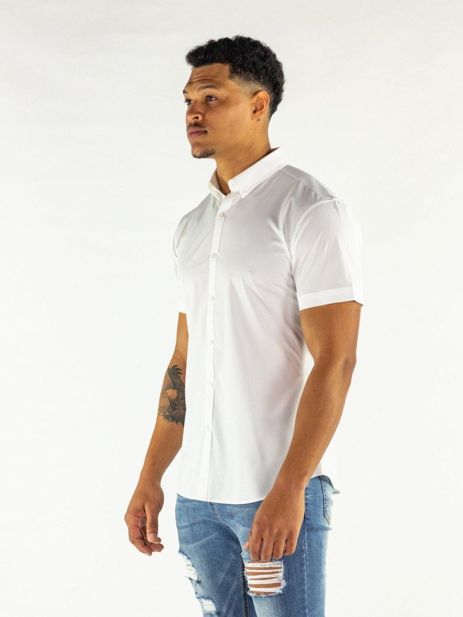 Return Sale - Performance Bamboo Short Sleeve Shirt - White - Kojo Fit