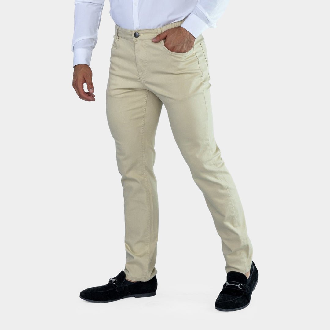 Mens Slim Fit Stretch Chinos Cream 