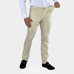 Mens Stretch Waist Trousers Cream