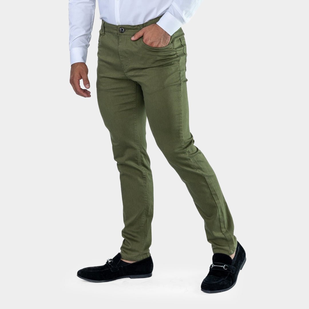 Mens Olive Green Stretch Work Slacks