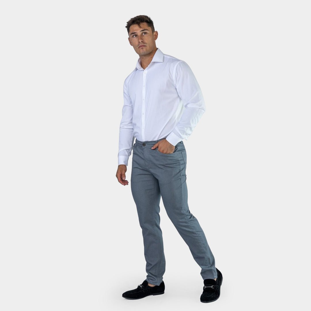 Mens Muscle Fit Grey Chino Pants