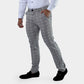 Mens Stylish Grey Tartan Slim Fit Pants