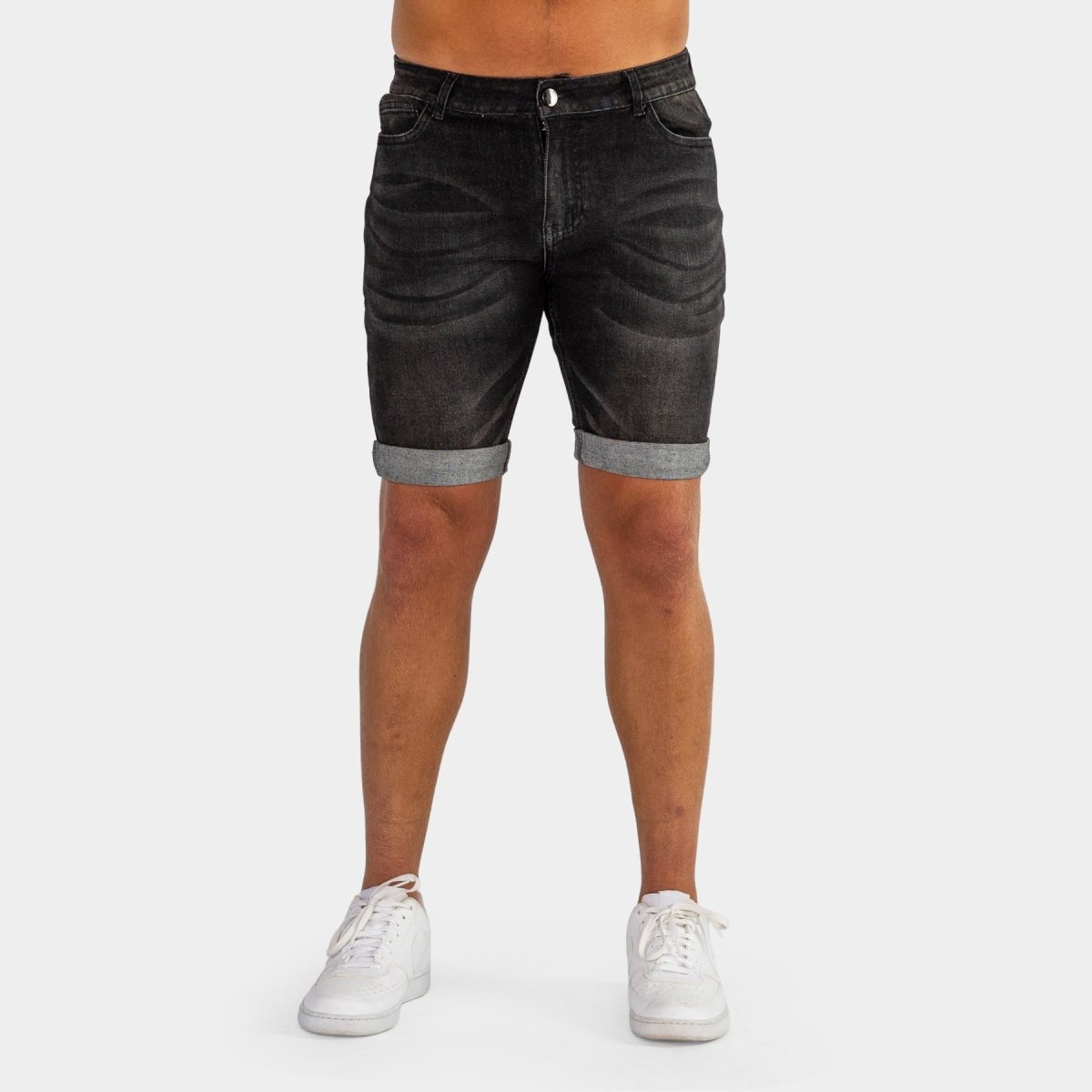 Ultra Stretch Denim Shorts Black Fade