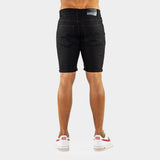 Ultra Stretch Denim Shorts - Black Ripped