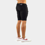 Ultra Stretch Denim Shorts - Black Ripped