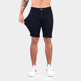 Mens Black Stretch Denim Jeans Shorts