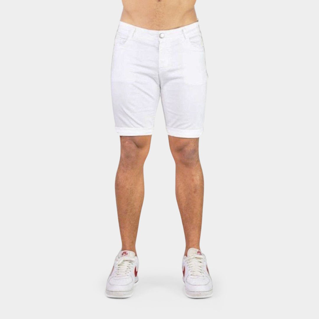 Mens White Denim Shorts Skinny Fit