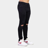 Ultra Stretch Jeans - Skinny Fit - Black Ripped Knee