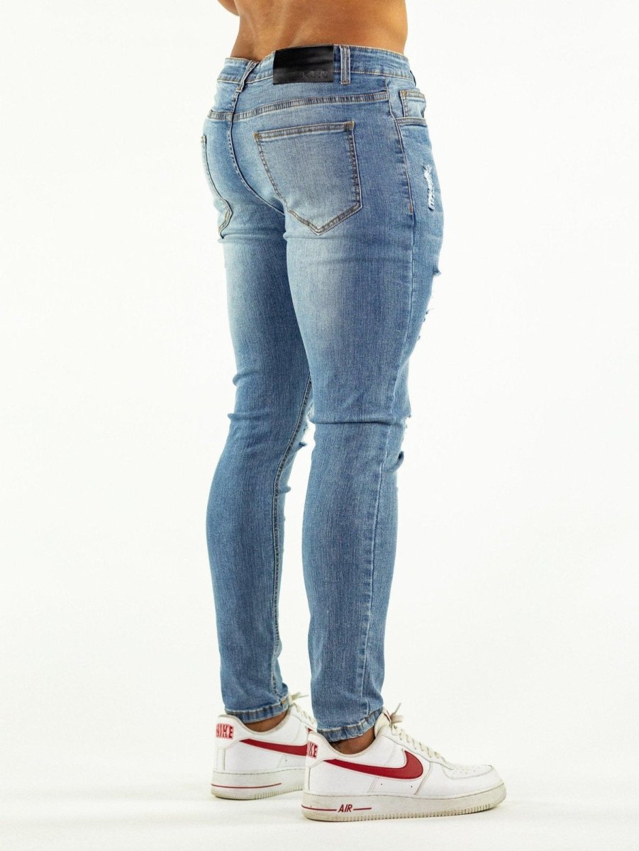 Ultra Stretch Jeans - Skinny Fit - Blue Ripped - Kojo Fit