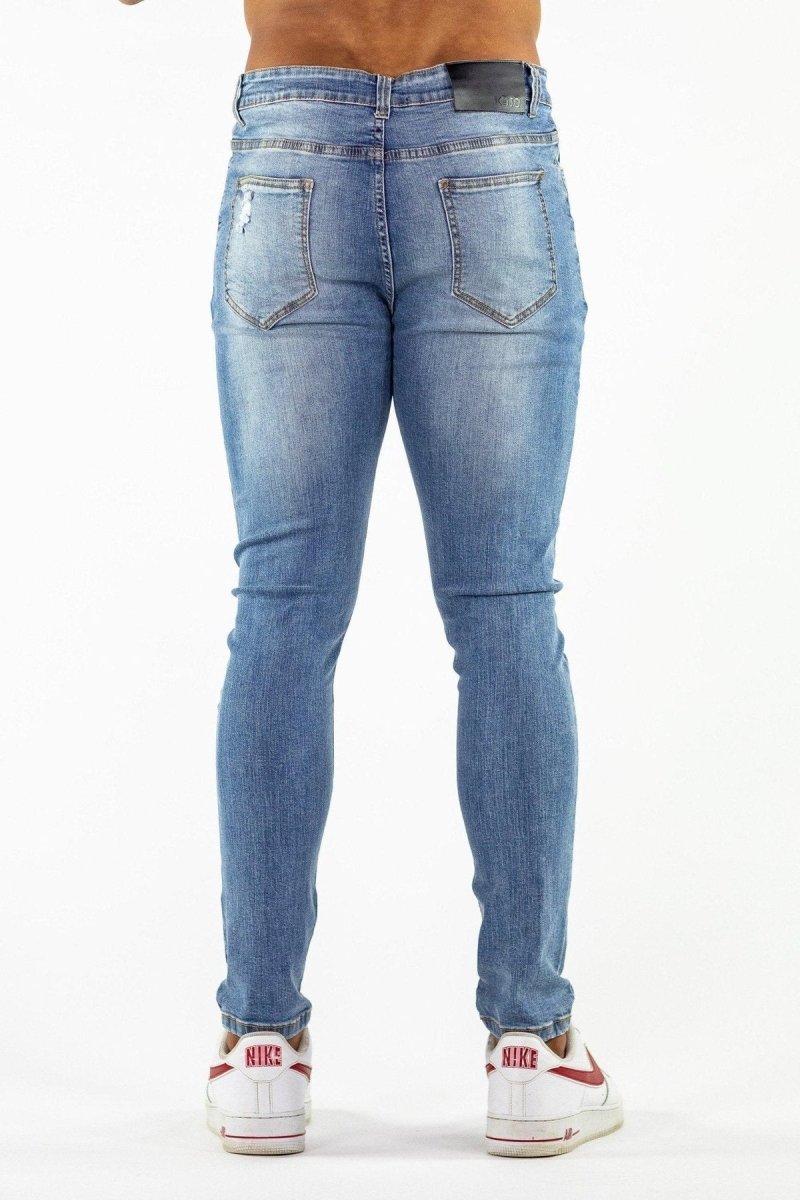 Ultra Stretch Jeans - Skinny Fit - Blue Ripped - Kojo Fit