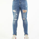 Ultra Stretch Jeans - Skinny Fit - Blue Ripped - Kojo Fit