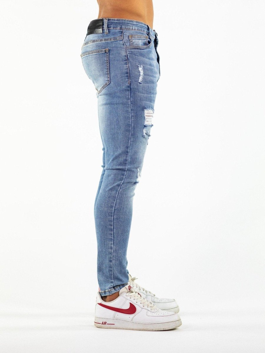 Ultra Stretch Jeans - Skinny Fit - Blue Ripped - Kojo Fit