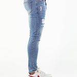 Ultra Stretch Jeans - Skinny Fit - Blue Ripped - Kojo Fit