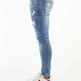 Ultra Stretch Jeans - Skinny Fit - Blue Ripped - Kojo Fit