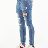 Ultra Stretch Jeans - Skinny Fit - Blue Ripped - Kojo Fit