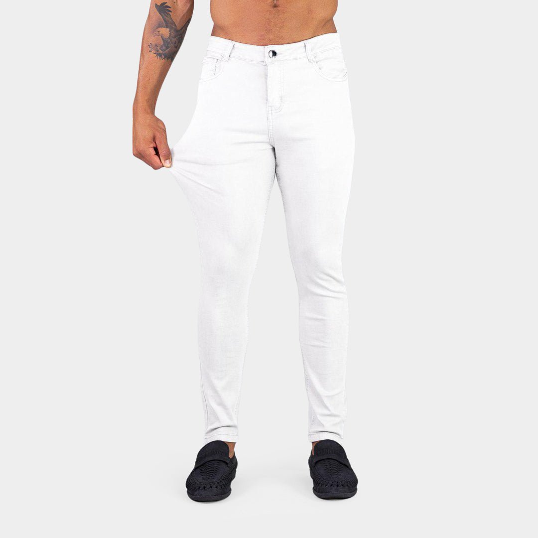 Stretch White Denim Mens Skinny Fit Jeans